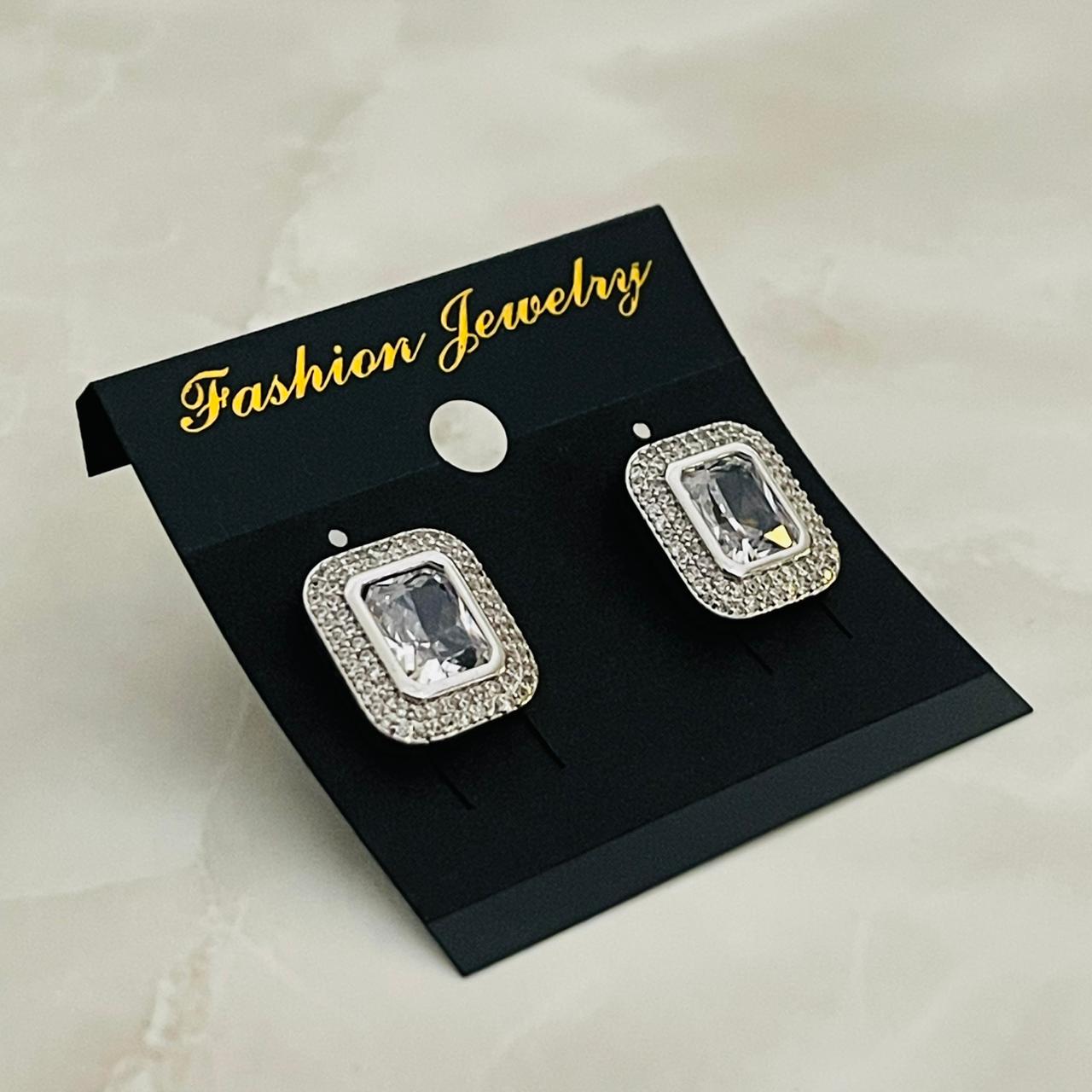 Crystal Square Halo Studs