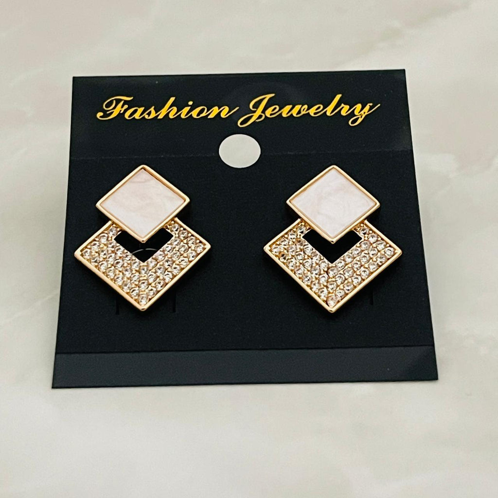 Crystal Square Link Studs