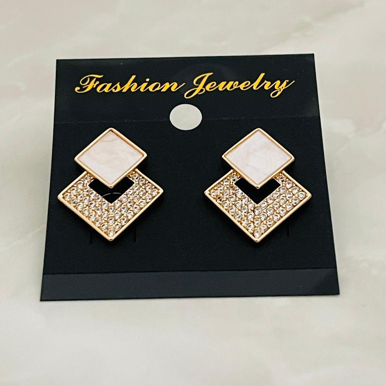 Crystal Square Link Studs