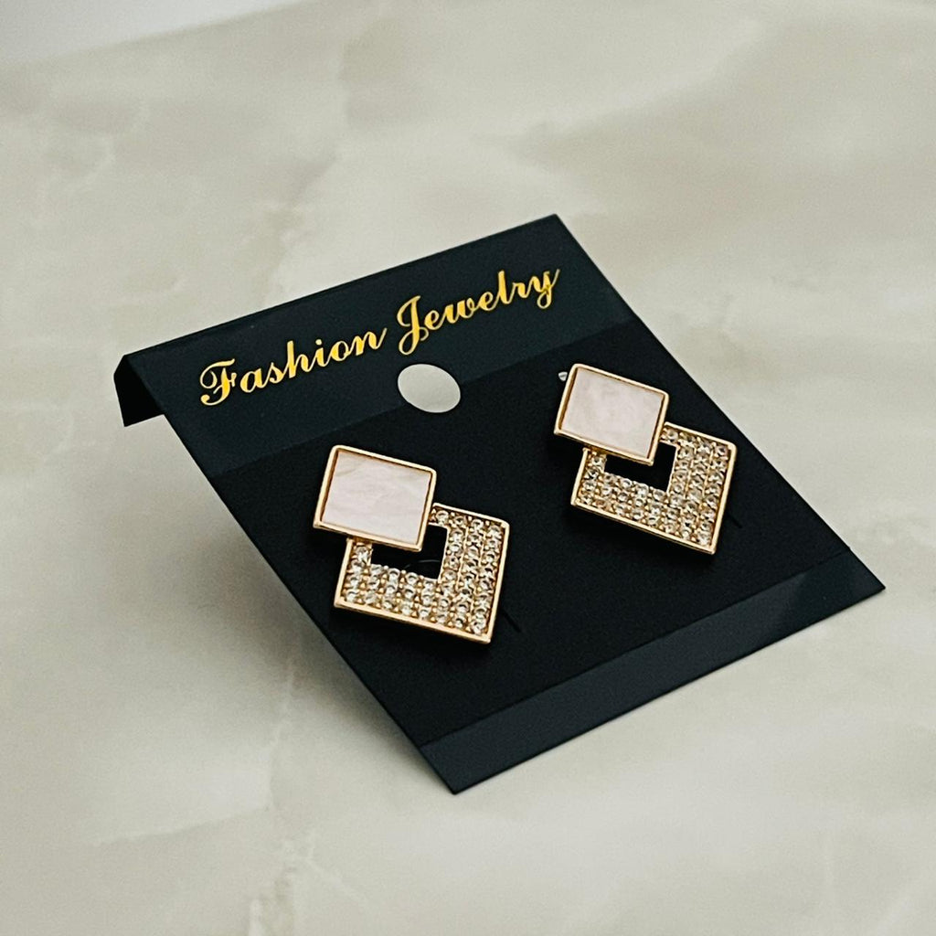 Crystal Square Link Studs