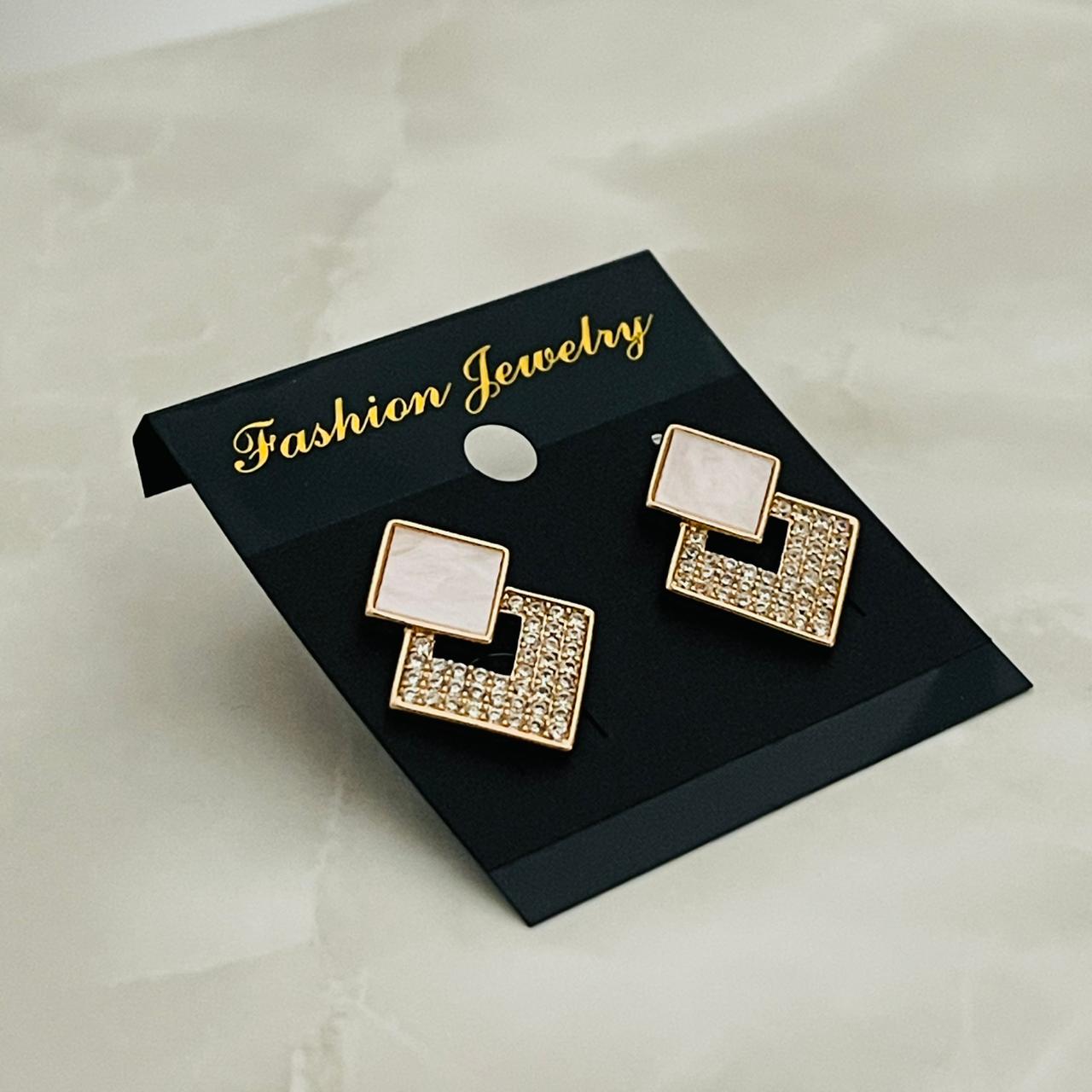 Crystal Square Link Studs