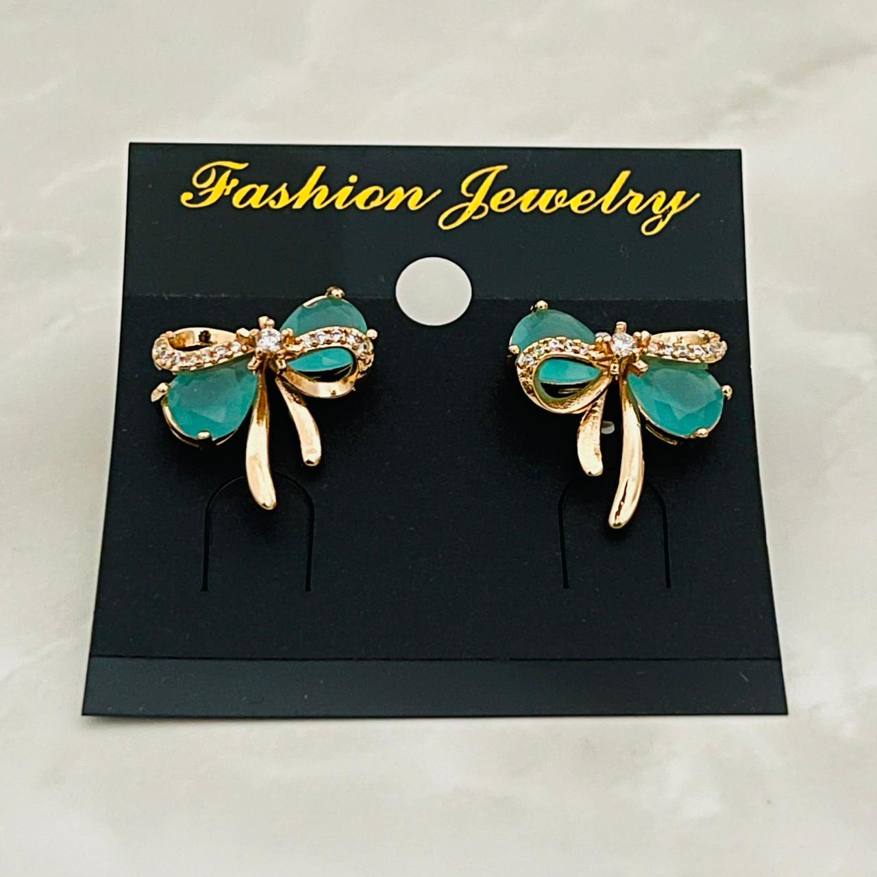 Emerald Bow Studs