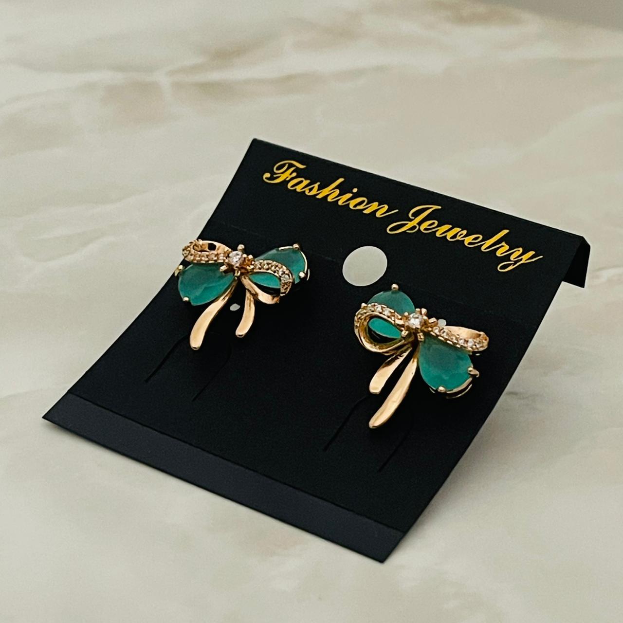 Emerald Bow Studs