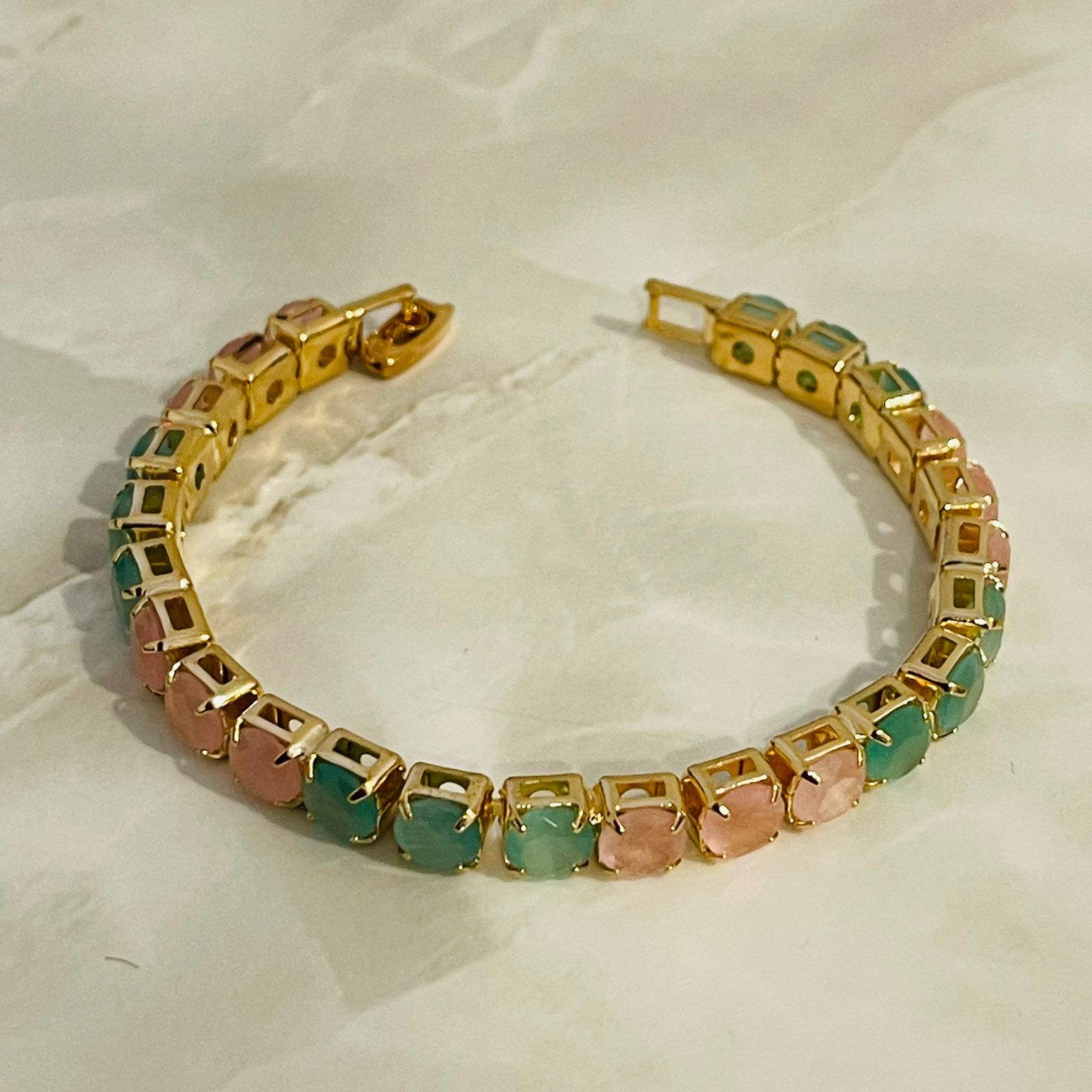 Pastel Stone Tennis Bracelet (Gold Tone)