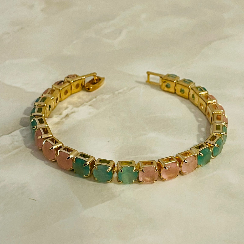Pastel Stone Tennis Bracelet (Gold Tone)