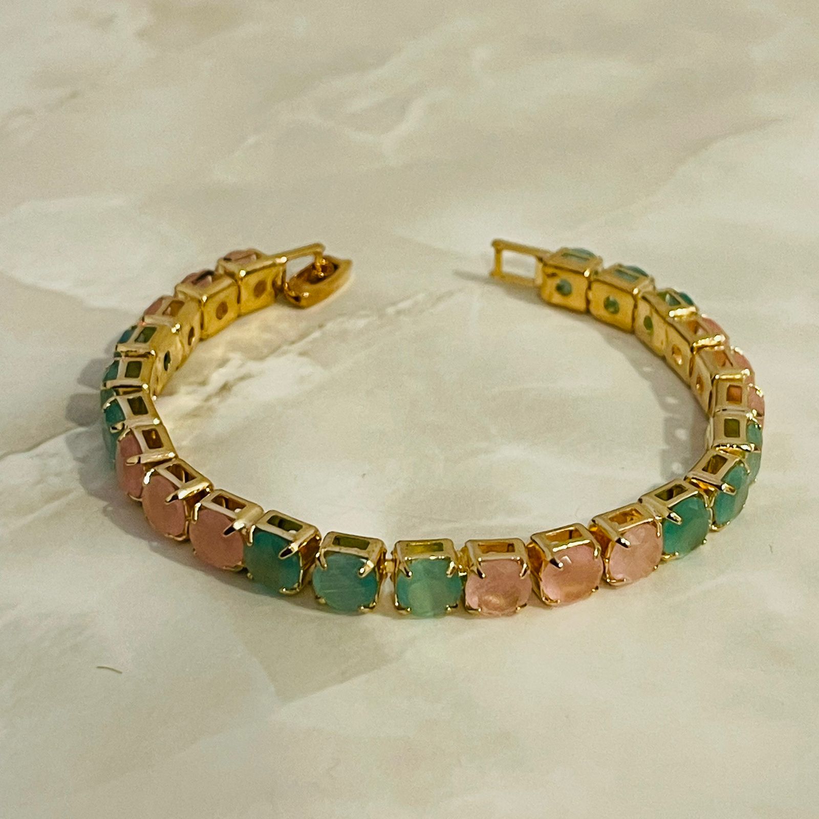 Pastel Stone Tennis Bracelet (Gold Tone)