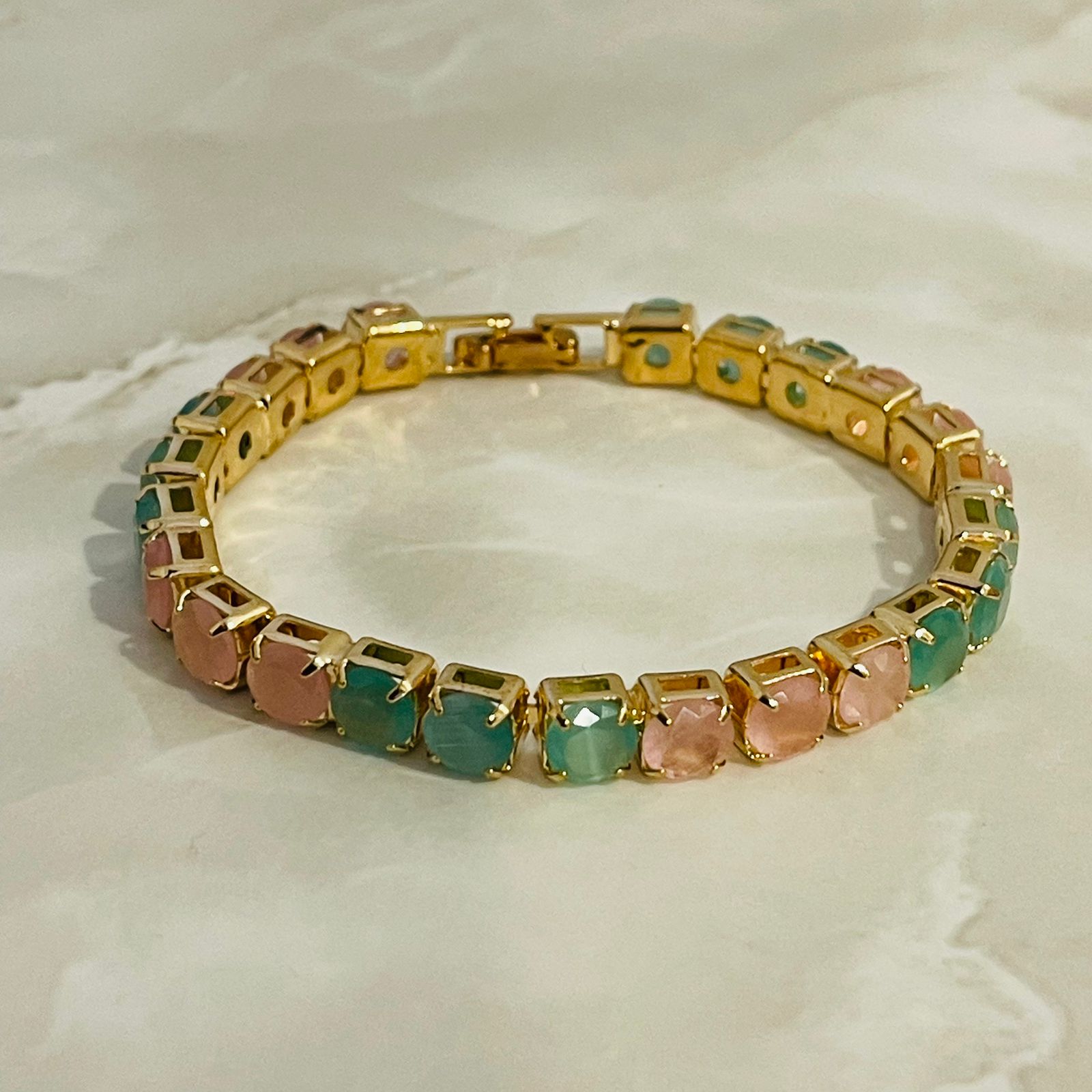 Pastel Stone Tennis Bracelet (Gold Tone)