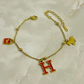 Classic Initial Charm Bracelet – Red