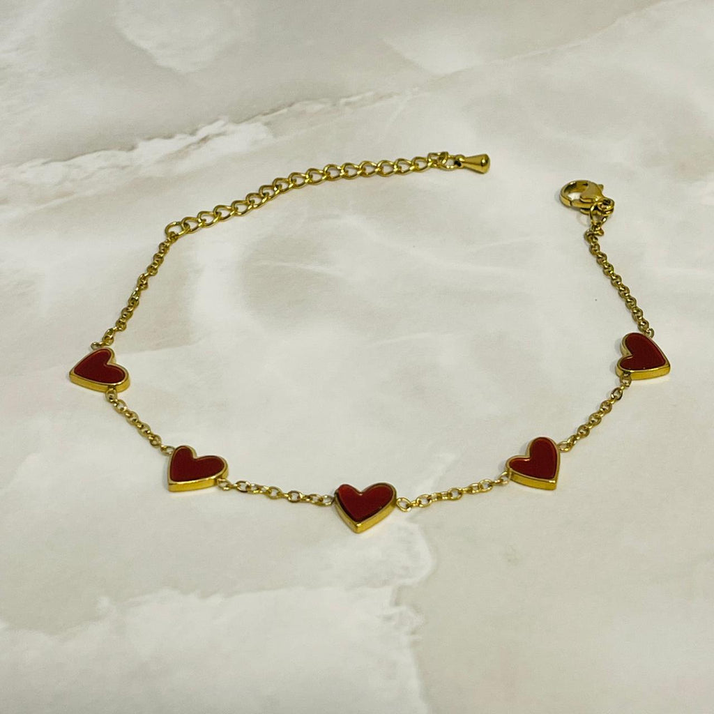Red Heart Charm Chain Bracelet
