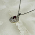 Ruby Teardrop Halo Necklace